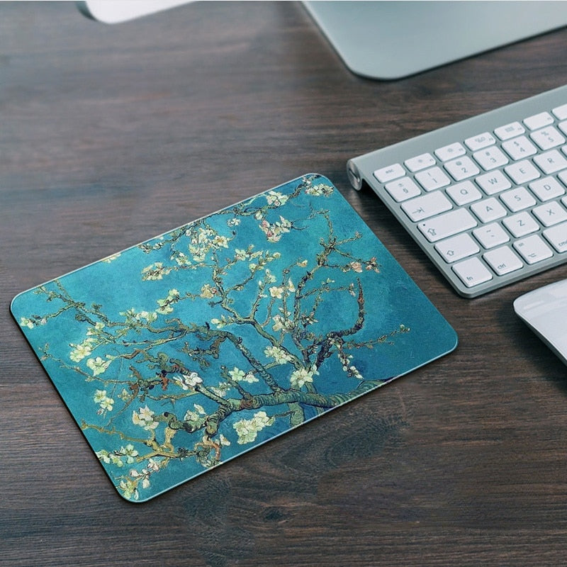 Van Gogh Mouse Pad Gamer Small Non-Slip Desk Mat Pad Surface for The Mouse Under Hand Office  Home Computer Laptop Desktop Mat