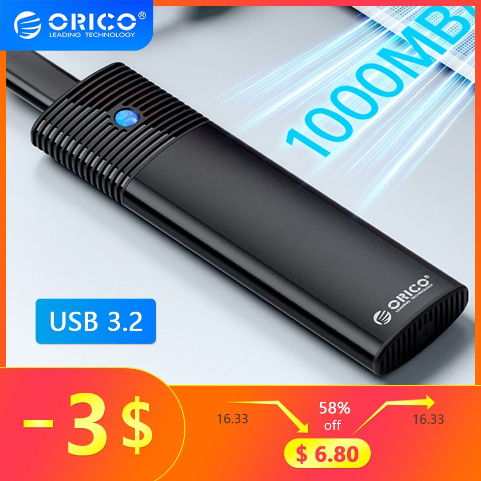 ORICO Dual Protocols M.2 NGFF NVMe Enclosure External SSD Case USB 3.2 Type C Hard Drive Disk Cover 10Gbps HD Storage Box House