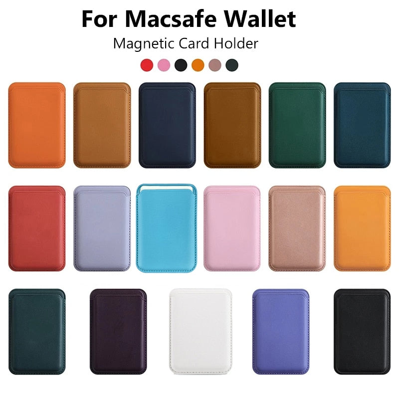 For Apple Magsafe Magnetic Leather Card Holder Bag For iPhone 12 13 14 11 Samsung Huawei Xiaomi Case Macsafe Wallet Card Slot