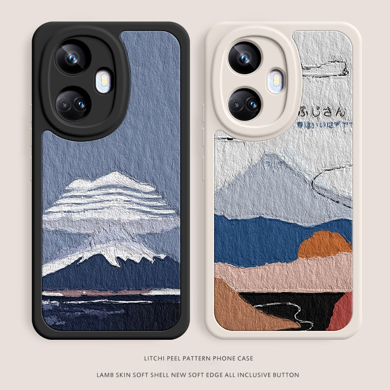 Mount Fuji Pattern Case for OPPO Realme 10 Realme10 Pro Plus 10Pro Pro+ 10S 5G Luxury Oil Painting Soft Square Phone Cover Funda