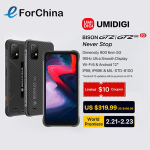 UMIDIGI BISON GT2 5G, GT2 PRO 5G Android 12 Rugged Smartphone Dimensity 900 Octa Core 6.5" FHD+ NFC 64MP Camera 6150mAh Phone