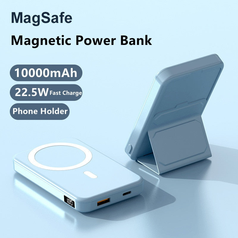Magnetic Power Bank 10000mAh Powerbank for Magsafe Wireless 20W Portable Charger Power Banks with Folding Stand External Battery