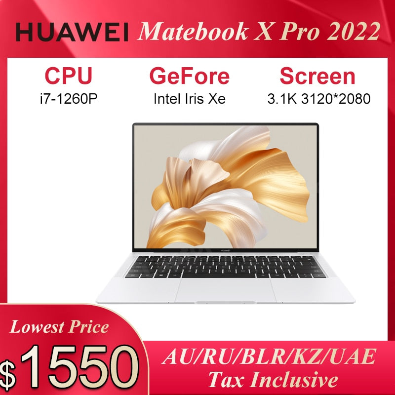 2022 HUAWEI MateBook X Pro 14.2 Inch Laptop i7-1260P 16GB 512GB/1TB Iris Xe Graphics Netbook Primary Color Full Screen Notebook