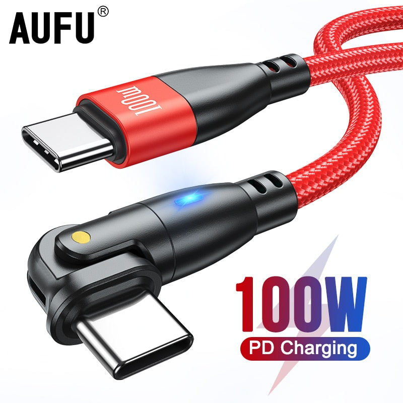 AUFU USB C To Type C Cable PD100W 60W C Type Fast Charging Cable For Samsung Huawei Xiaomi Macbook Laptop Charger Cord Wire 3M