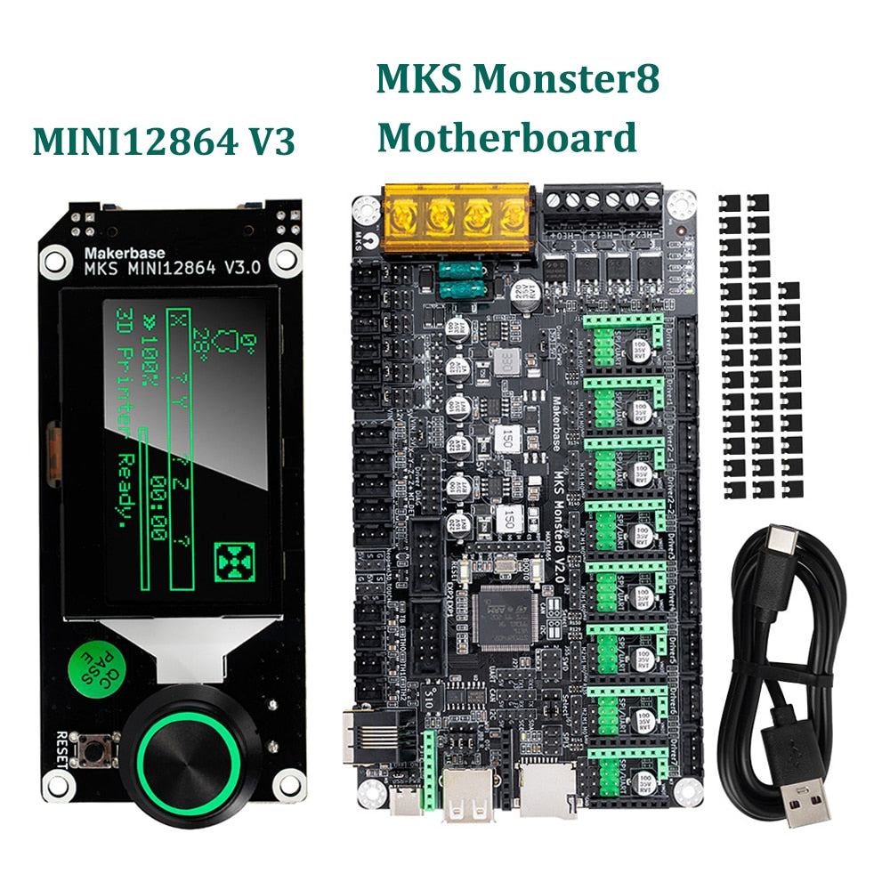 Makerbase MKS Monster8 Motherboard 32Bit Control Board DIY 3D Printer Part MINI12864 V3 Screen Mainboard TMC2209 Drive For Voron