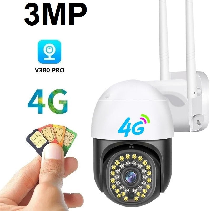 4X Zoom 3MP Wireless 4G SIM Card Video Surveillance Camera Motion Detection Auto Tracking indoor Home Security Camera 4G V380Pro