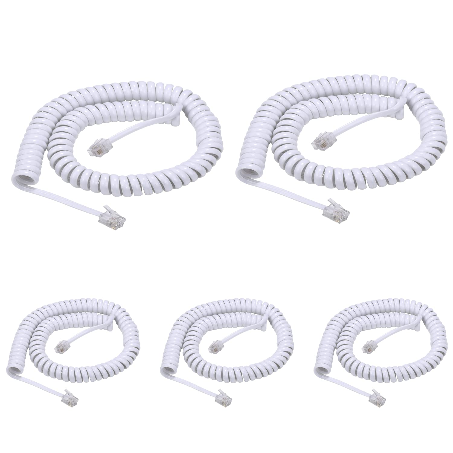 RJ9 Coiled Telephone Wire 6FT Curved Telephone Landline Phone Handset Handle Line Cable 4P4C 6Ft/1.85m