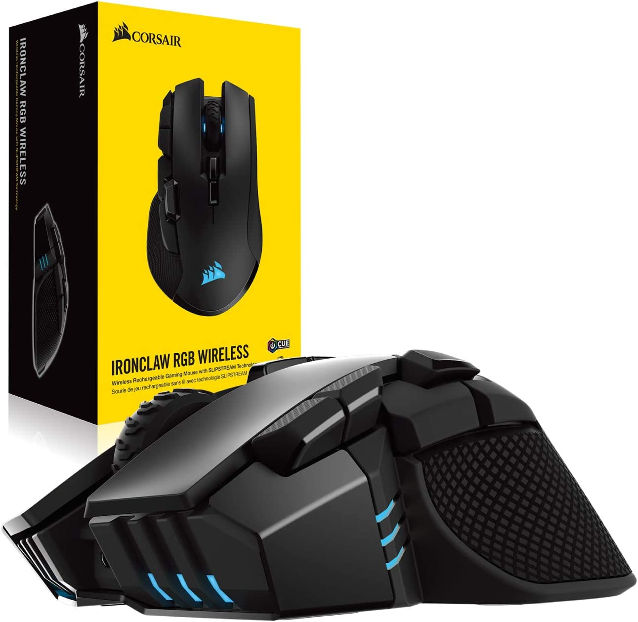 Corsair Ironclaw Wireless RGB - FPS and MOBA Gaming Mouse - 18,000 DPI Optical Sensor - Sub-1 ms SLIPSTREAM Wireless
