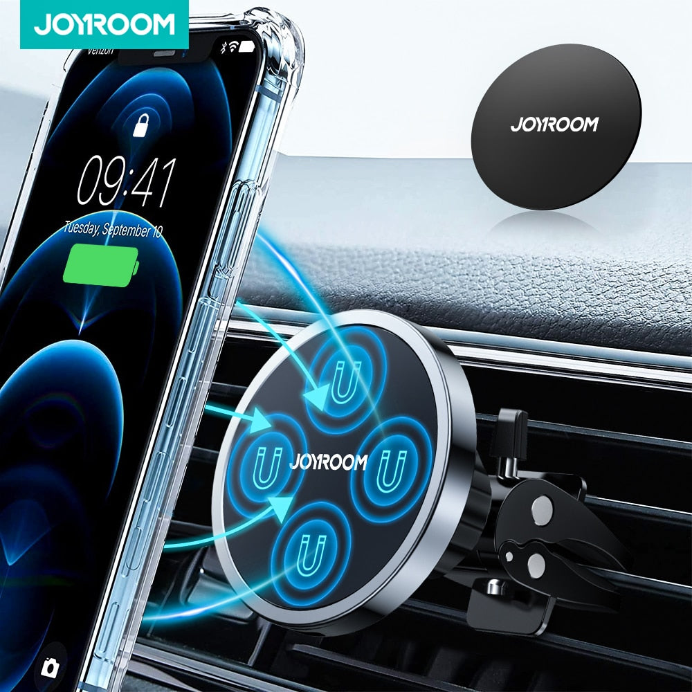 Joyroom 15W Qi Magnetic Car Phone Holder Wireless Charger For iPhone 14 13 12 Series Fast Air Vent Charging Phone Holder Charger