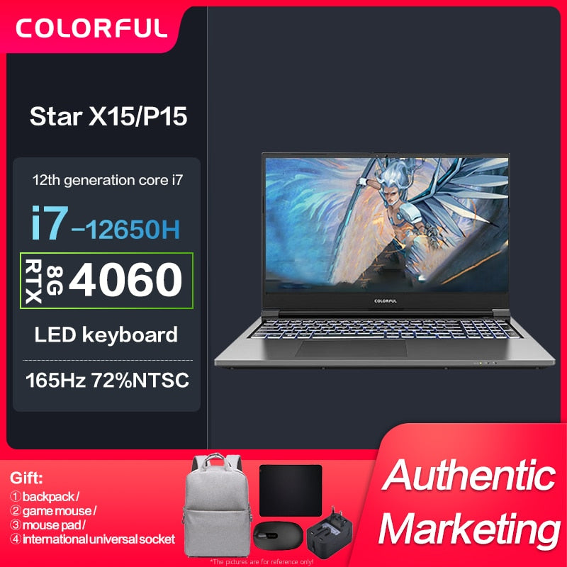 Genuine New Colorful Star X15/P15 Gaming Laptop Intel I7 I9 RTX4060/RTX4070 8GB 2.5K 144Hz/165Hz Notebook Win11 Global Edition