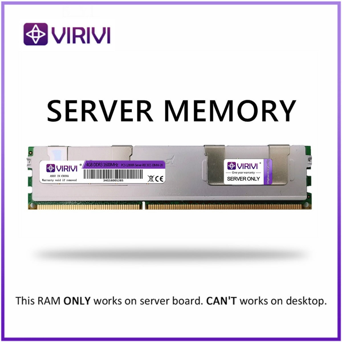 RAM with Heat Sink DDR3 4G 8G 16G 32G 64GB 1066 1333 1600 1866Mhz REG ECC VIRIVI Server Memory 2011 CPU X58 X79 Motherboard Dimm