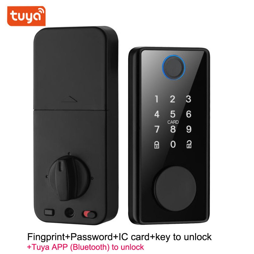 Smart Deadbolt Locks of Tuya Bluetooth App Biometric Fingerprint Password Keyless Entry Front Door Lock