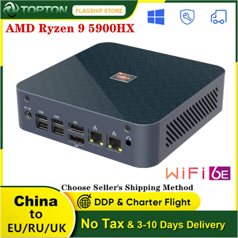 2022 Topton Gaming Mini PC AMD Zen3 Ryzen 9 5900HX 7 5825U 2*DDR4 3200MHz NVMe SSD 2.5G LAN Desktop Computer Windows 11 WiFi6E