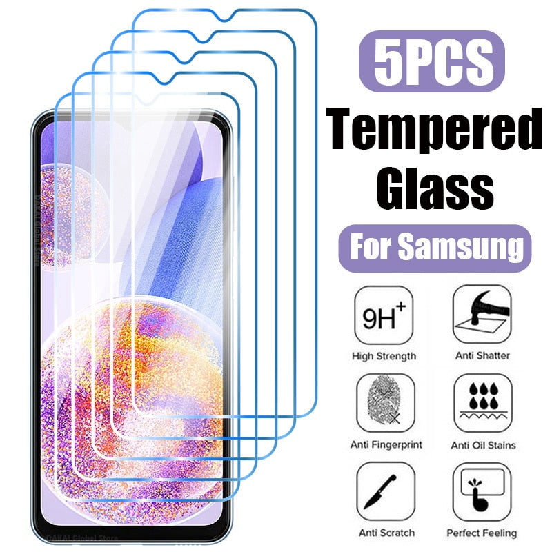 5PCS Tempered Glass For Samsung Galaxy A14 A54 A53 A13 A33 A34 A52S 5G Screen Protector For Samsung A52 A73 A21S A51 A72 Glass