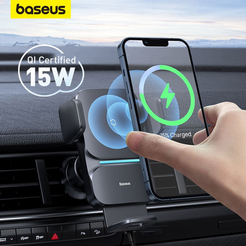 Baseus Automatic Alignment Car Phone Holder Wireless Charger For Samsung iPhone Xiaomi Phone Holder Car Holder Air Vent Holder