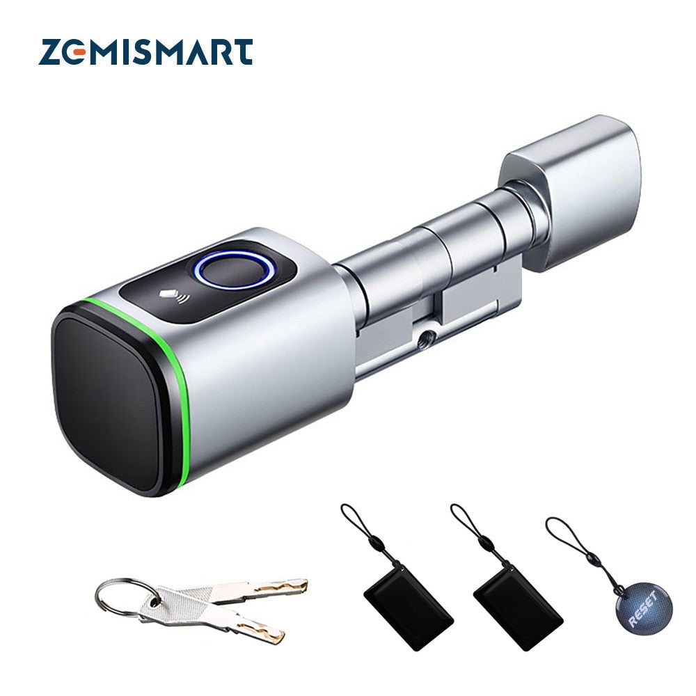 Zemismart Tuya BLE Smart Electronic Door Lock DIY Cylinder Core Fingerprint APP Keys IC Card Unlock for Home Hotels Security