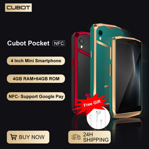 [2022 NEW] Cubot Pocket, 4 Inch Mini Phone, Android Smartphone, NFC, 4GB RAM, 64GB ROM (128GB extended), 16MP Camera, Dual SIM