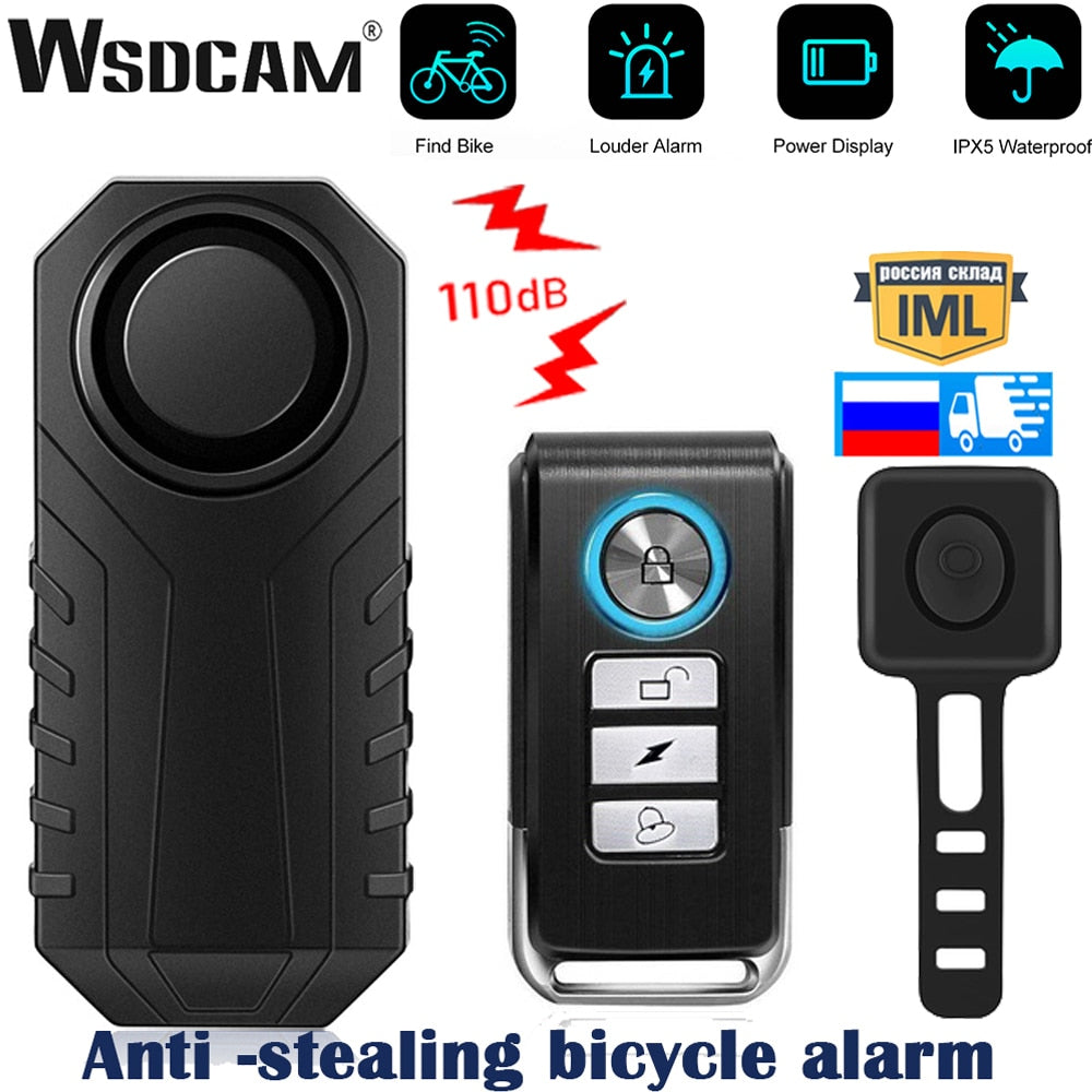 WSDCAM Bicycle Alarm Remote Control 113dB Wireless Anti Lost Remind Warning Alarm Sensor Waterproof Motorcycle Alarm Security