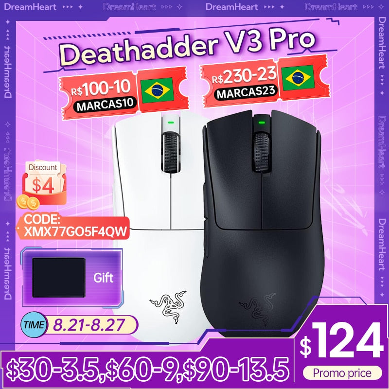 Razer DeathAdder V3 Pro Wireless Gaming Mouse Gamer 63g Ultra Lightweight 30K DPI Optical Sensor For Pc Laptop