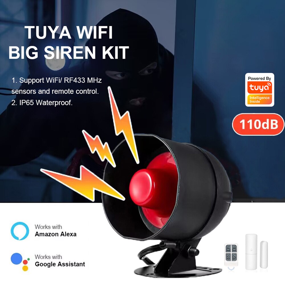 Tuya WIFI Alarm Siren Loud Sound Speaker Kits Wireless Alarm System Home Alarm Siren Security Protection System for Home Garage