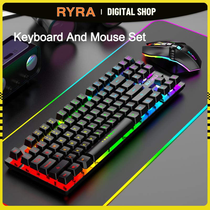 RYRA 2.4G Wireless Gamer Keyboard And Mouse Set RGB Gaming Keyboard Backlight Gamer Kit 87 Key Charging Keyboard For Computer Pc