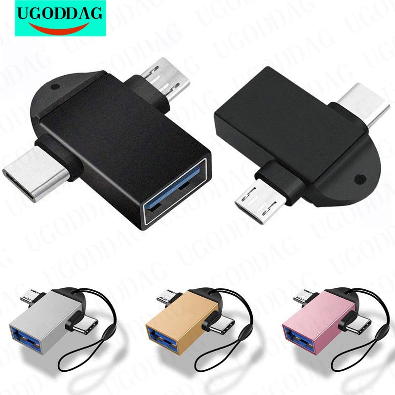 2 in 1 Type-C Micro USB OTG Adapter for Android Mobile Phone U Disk Hard Disk OTG Connector for Tablet Data Transmit Converters