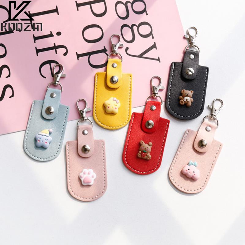 Cute Leather U Disk Hasp Storage Bags Protective Cover Key Holder Cases For USB Flash Drive Pen Drive