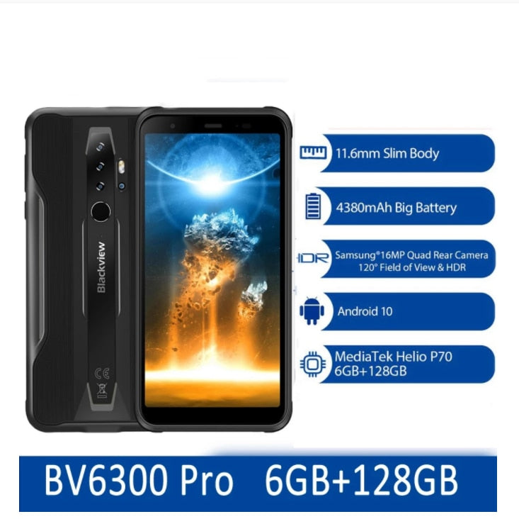 Global version BLACKVIEW BV6300 Pro Helio P70 6GB+128GB Smartphone 4380mAh Android 10 Mobile Phone NFC IP68 Waterproof 4G Phone