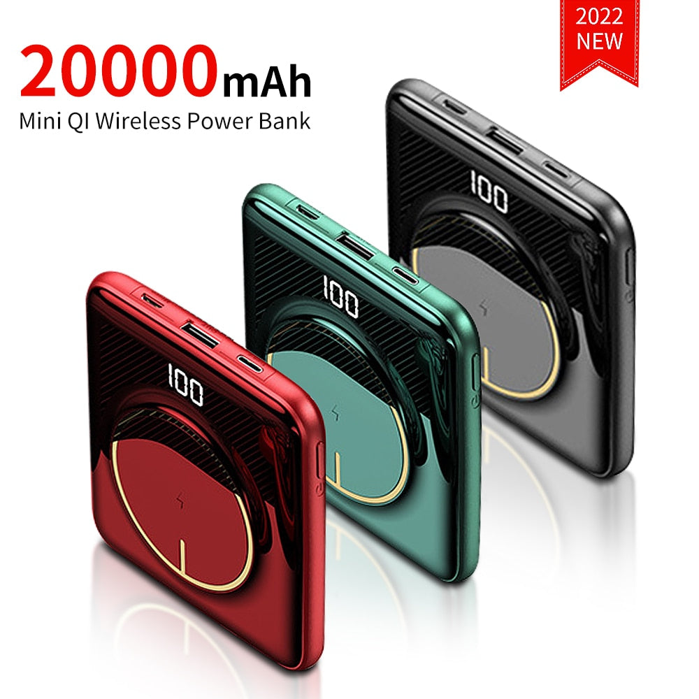 20000mAh Wireless Mini Power Bank Built in Cable PD22.5W Fast Charging Powerbank For iPhone 13 12 Samsung S22 Xiaomi Poverbank