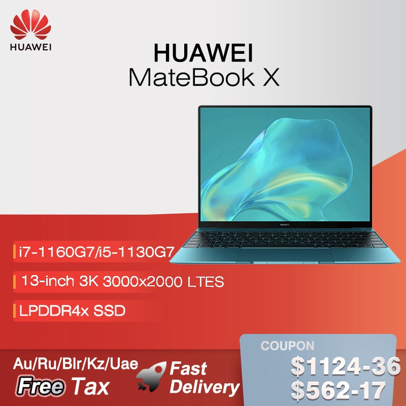 2022 HUAWEI MateBook X 13 Inch Laptop i5-1130G7/i7-1160G7 8GB/16GB 512GB Notebook  3.1k TouchScreen Netbook Iris Xe Graphics SSD