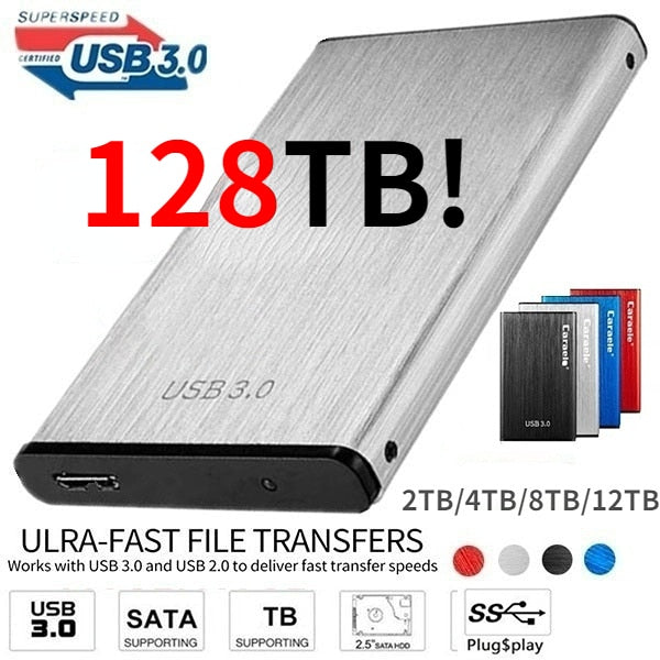 1TB External Hard Drive USB 3.0 Portable Hard Drive HD Externo 2 TB 4 TB 8TB 16TB 32TB USB3.0 storage Ulra-FAST FILE TRANSFERS