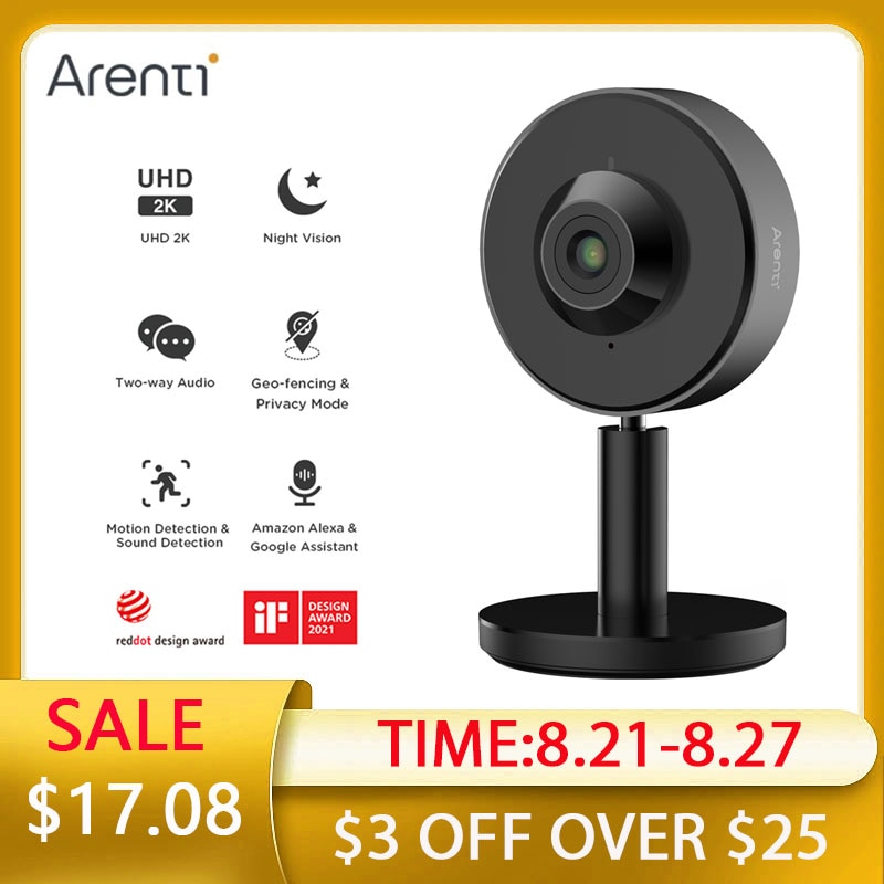 Arenti Laxihub 2K Surveillance Cameras Indoor Home Security IP Camera Wi-Fi Wireless Cam Baby Monitor Night Vision 2.4 & 5GHz