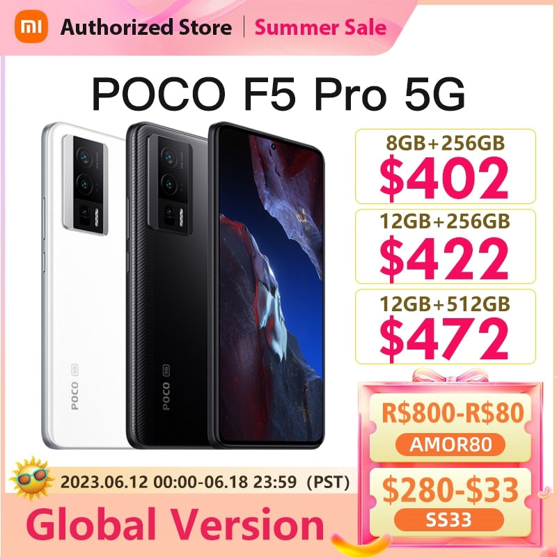 POCO F5 Pro Smartphone Global Version Snapdragon 8+ Gen 1 Octa Core WQHD+ 120Hz AMOLED DotDisplay 67W Wireless Fast Charging NFC