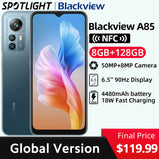 【World Premiere】 Blackview A85 Global Version 8GB 128GB 6.5'' HD+ 90Hz Display 50MP Camera 4480 mAh Battery NFC