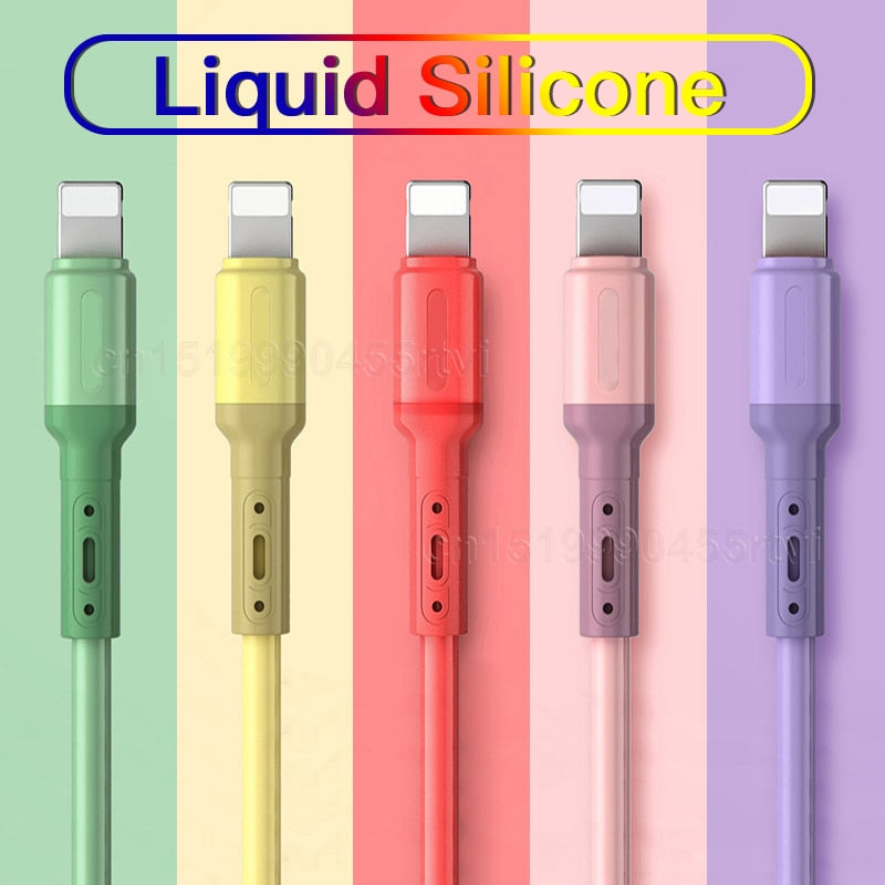 USB Cable For iPhone 14 13 12 11 Pro Max XR XS 8 7 6s 5s Fast Data Charging Charger USB Wire Cord Liquid Silicone Cable 1/1.5/2M