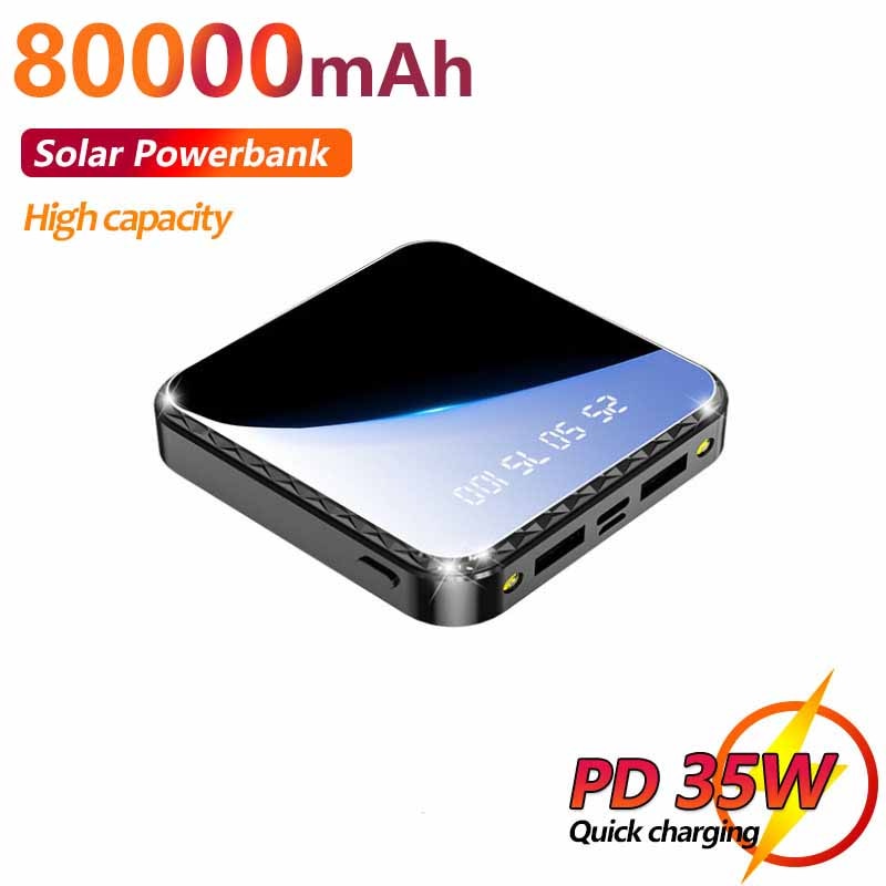 Mini Power Bank 80000mAh Portable Charger External Battery Flashlight LCD Digital Display Fast Charging Charger for Iphone
