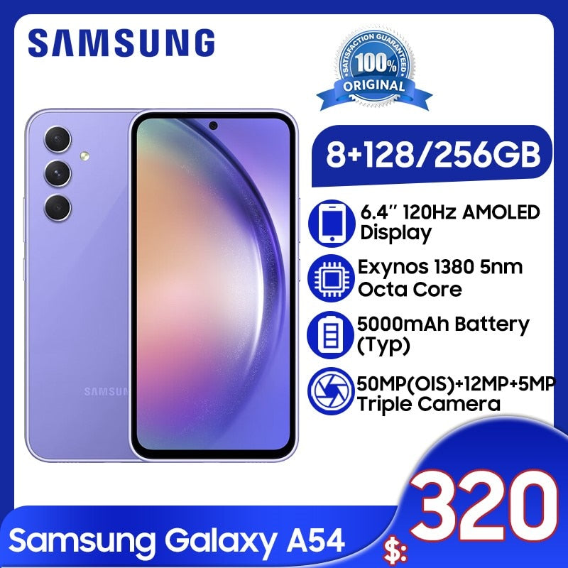 Samsung Galaxy A54 5G Exynos 1380 Octa Core 6.4'' 120Hz Super AMOLED Screen 50MP Triple Camera 5000mAh