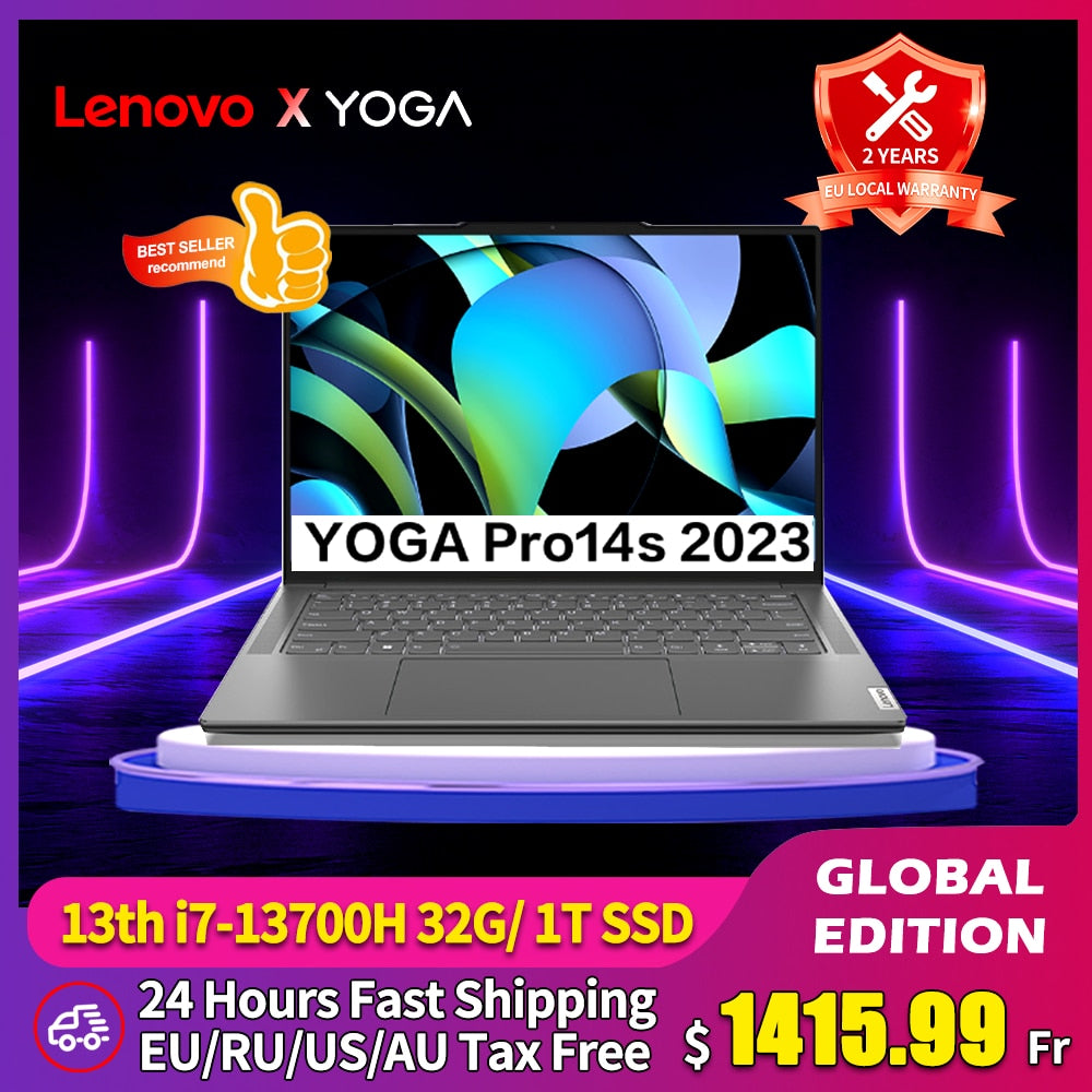 Lenovo YOGA Pro 14s Laptop 2023 13th Intel Core i5-13500H/i7-13700H 32GB 1T 3K 120Hz 14.5-Inch Touch Screen Notebook Computer