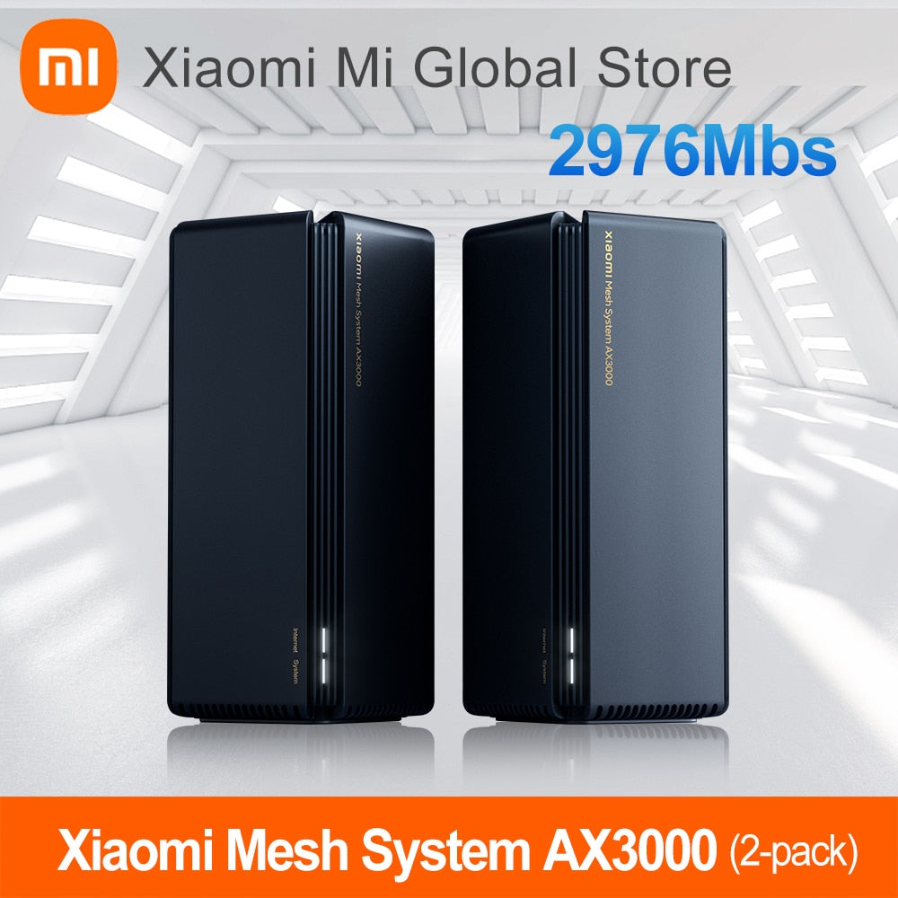 Xiaomi Mesh System AX3000 (2-Pack) Wireless Router 256MB 5G Wifi Amplifier WIFI IPv6 WPA3 for Xiaomi Compatible with Mi APP