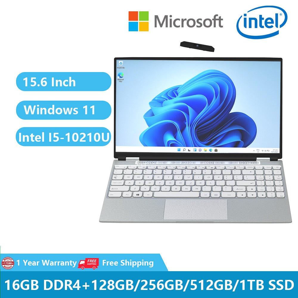 HL156T Intel Core I5 Gaming Laptop Windows 11 Notebooks Office Computer 15.6" 1920*1080 16GB RAM 1TB Fingerprint Unlock Protable