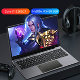 11TH Gen Gaming Laptop 15.6 Inch Intel Core i7 1165G7  NVIDIA MX450 2GB DDR5 32GB RAM Fingerprint Notebook Windows10 11 WiFi6 BT