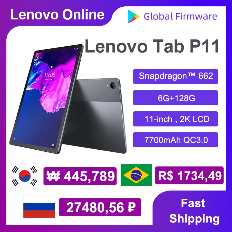 Global Firmware Lenovo Xiaoxin P11 LTE Phone Call 2K Screen Snapdragon Octa Core 4G /6G RAM 64G/128G ROM Android Tablet 11 Inch