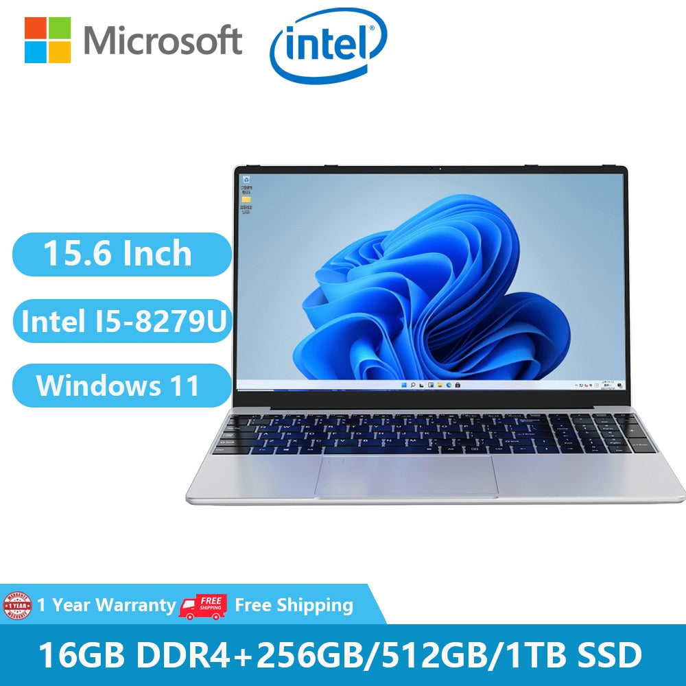 2023 Gaming Laptops Office Notebooks Netbook Windows 11 Computer 15.6 inch Intel Core I5-8279U 16GB RAM 1TB SSD M.2 WiFi HDMI