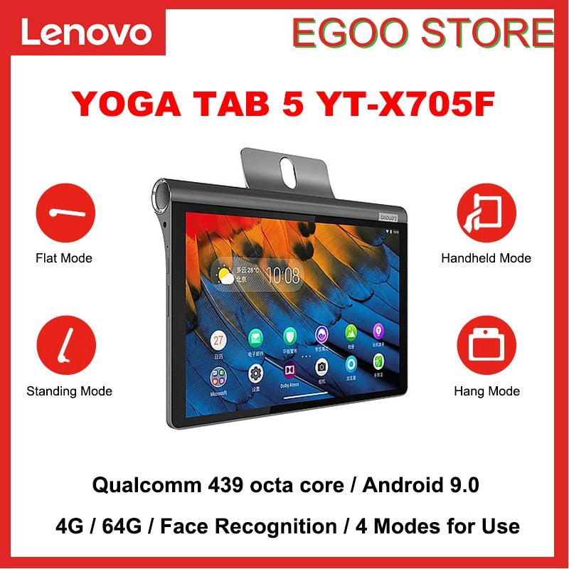 Lenovo YOGA TAB 5 X705F / X705M 10.1 inch Qualcomm 439 Android 9.0 4G RAM 64G RAM face recognition WiFi / LTE version tablet PC