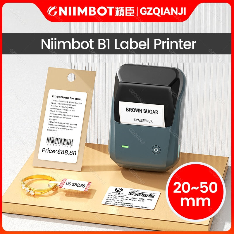 NiiMbot B1 Label Sticker Tag Price Printer with Paper Roll Waterproof Anti-Oil Tear-Resistant Price Tag Scratch-Resistant Papers