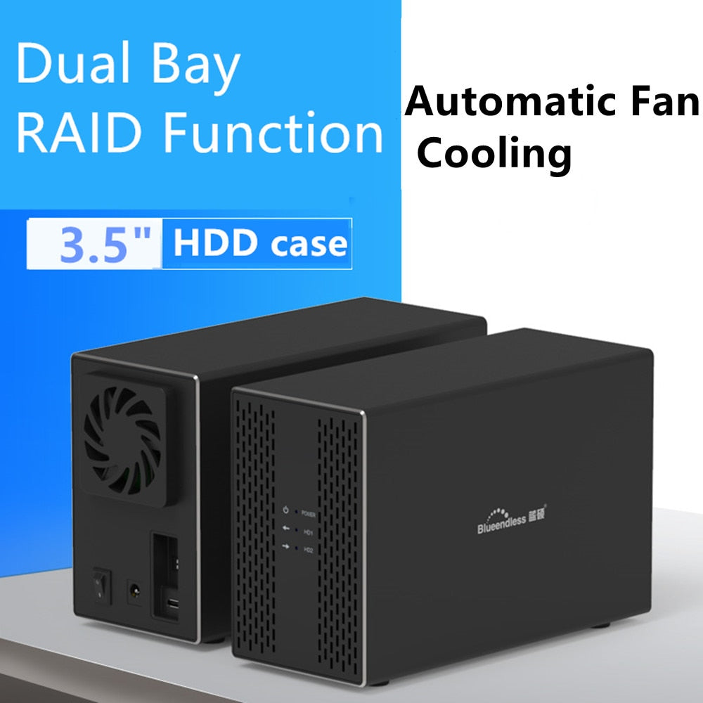 3.5 Dual Bay external hdd enclosure raid Array Cabinet sata Hard Disk Array with RAID Function USB Disk Array Box Dual Bay