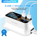 6 USB+1 QC3.0+1 USB Charger Quick Charger 3.0 Desktop Led Display For Android Iphone Adapter Phone Tablet Fast Charging