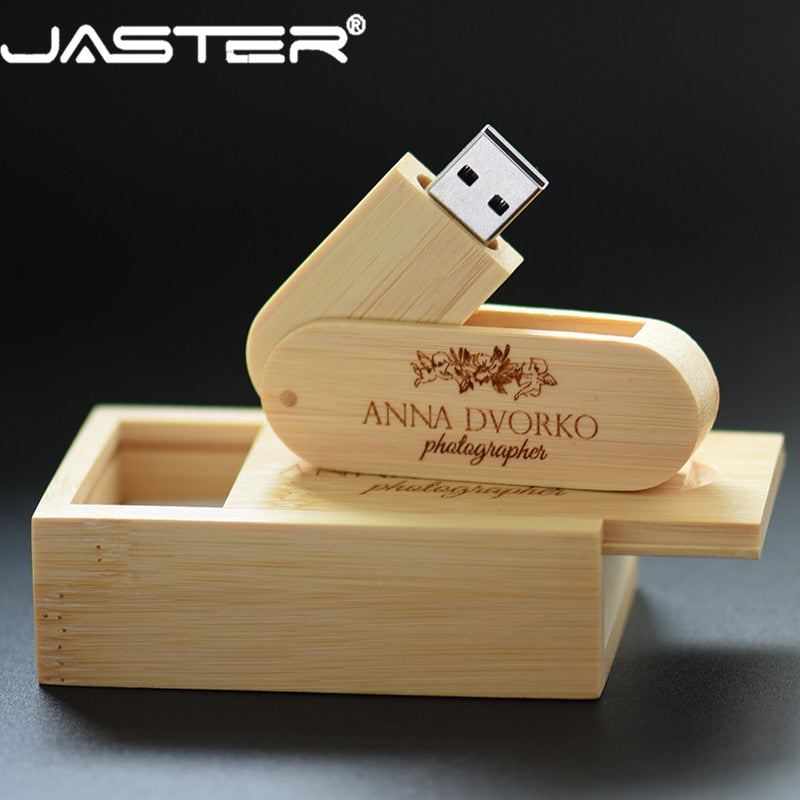 JASTER Custom Logo Wooden USB 2.0 Flash Drive 4GB 64GB 16GB Memory U Stick 32GB Usb Pendrive Photography Wedding Gifts pen drive