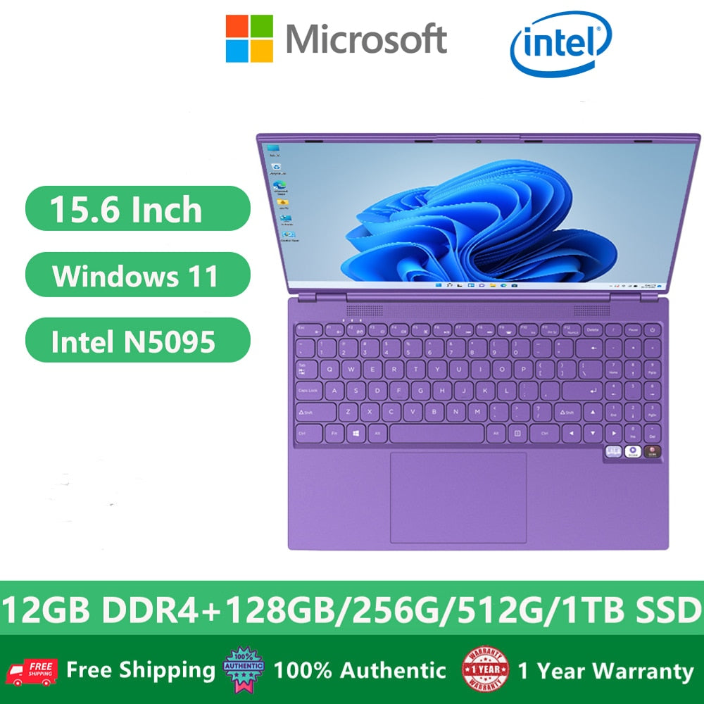 2023 Office Woman Notebook Windows 11 Laptops Business Gaming Education 16.0" Intel Celeron N5095 12GB RAM 1T SSD Dual WiFi