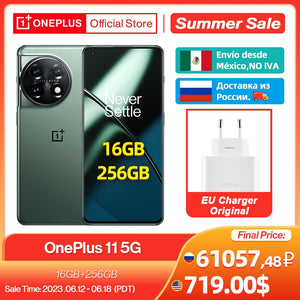 OnePlus 11 5G Global Version 16GB 256GB Snapdragon 8 Gen 2 2K 120Hz AMOLED Display 100W Charge 5000mAh NFC